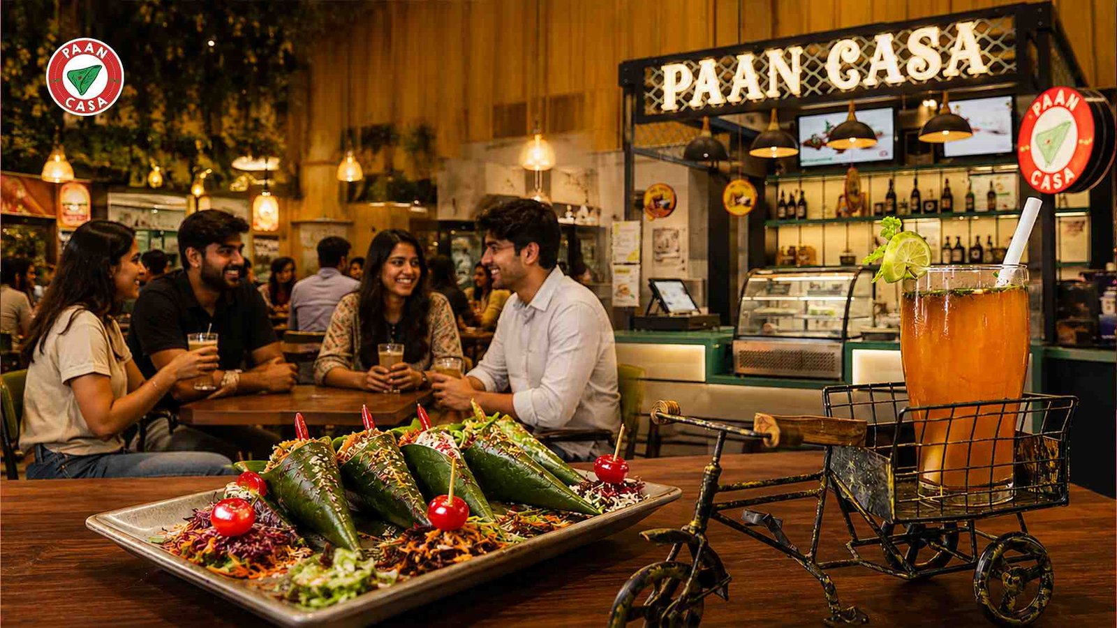 Paan cafe with friends enjoying paan, drinks and conversation.